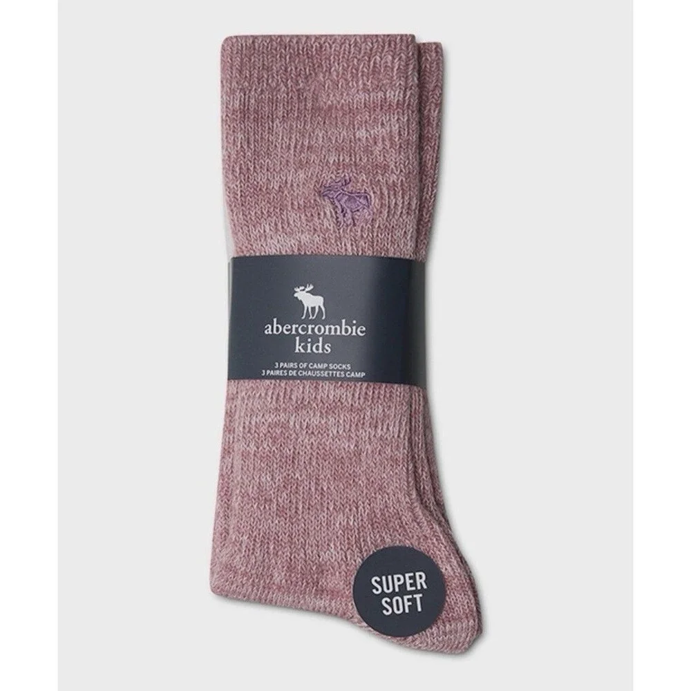 Abercrombie Kids 3 Pair Super Soft Camp Socks 3Y-5Y